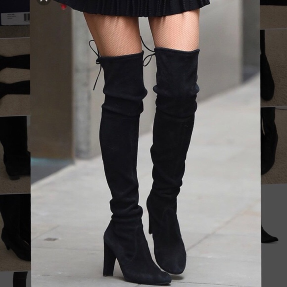 STUART WEITZMAN Black Suede Highland OTK Boots